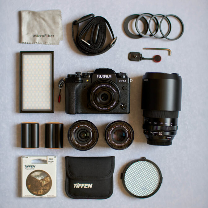 The entire weather resistant Fuji travel kit
